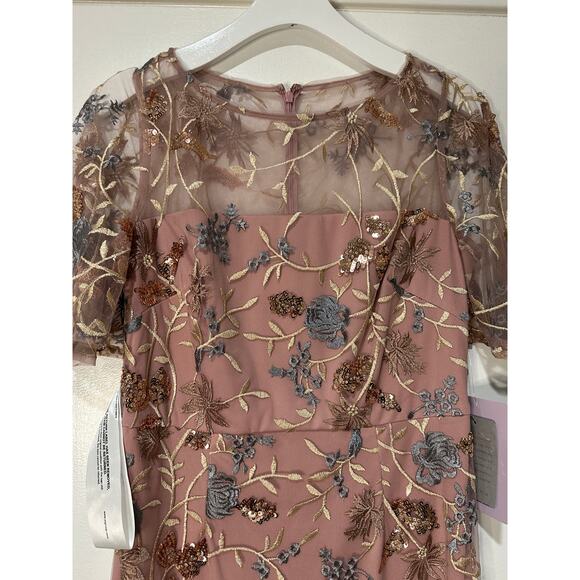 JS Collections Daphne Embroidered Flutter-Sleeve Gown Blush Multi Size 8 NWT - Picture 4 of 16
